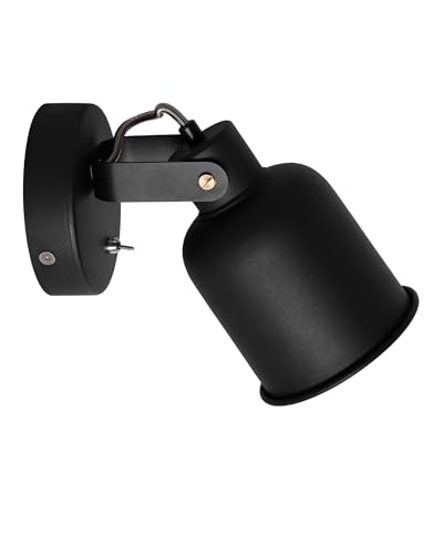 Aisilan Wandlampe mit Schalter Modern Wandleuchte Innen mit Schalter aus Metall Schwarz Schwenkbar E27 Wandstrahler mit Kippschalter für Schlafzimmer Wohnzimmer, Ohne Glühbirne von a Aisilan