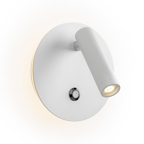 Aisilan Wandlampe mit Schalter Weiß Modern LED Wandleuchte Innen mit Schalter Touch Dimmbar Schwenkbar Wandstrahler Drehbare Nachttischlampe Wandmontage für Schlafzimmer Wohnzimmer Flur Cafe Bar von a Aisilan