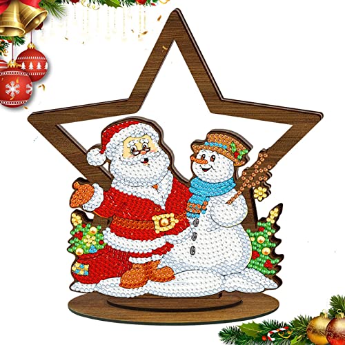 a-r Diamonds Painting Weihnachten Schreibtisch Dekor | DIY Weihnachtsmann und Schneemann 5D Weihnachten Diamant Kits - Doppelseitige Diamant Kunst Desktop Ornament Party Feiertage Zuhause Tisch von a-r