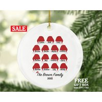 Familie Weihnachten Hüte Ornament - Personalisierte Geschenk Benutzerdefinierte Familien Name Jahr Keramik Familie Weihnachten Hüte Ornament - Personalisierte Geschenk Benutzerdefinierte Familien Name Jahr Keramik von aCreativePanda