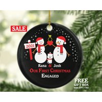 Personalisierte Engagierte Ornament Mit Katze Haustier Fell Familie Vater Mutter Besitzer Liebhaber Verlobungsring Schneemänner Sie Sagte Ja Paar von aCreativePanda