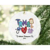 Registrierte Arzthelferin Weihnachtsverzierung Personalisiert - Rma, Registered Geschenk Gesundheit Arbeiter Schulabschlussgeschenk von aCreativePanda