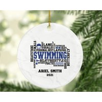 Schwimmen Weihnachtsverzierung Personalisiert - Schwimmer Geschenk Schwimmschwimmen Team Benutzerdefiniertes Jahr von aCreativePanda