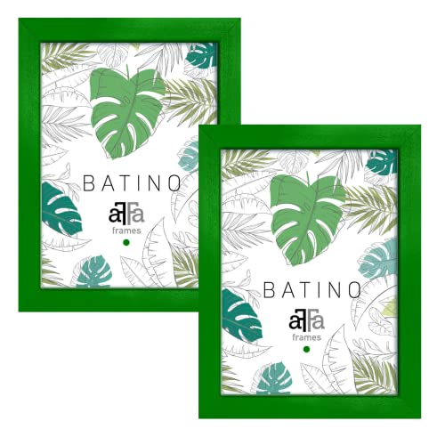 aFFa frames, Batino, 2er Set Bilderrahmen Holz, photo frame, holzrahmen mit Acrylglasfront, HDF-Hintergrund, bilderrahmen Grün, A3, 29,7x42 cm von aFFa frames