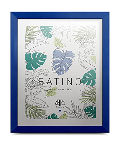 aFFa frames, Batino, Bilderrahmen aus Holz, hell, rechteckig, mit Acrylglasfront, HDF-Hintergrund, marineblau, 30x40 cm von aFFa frames