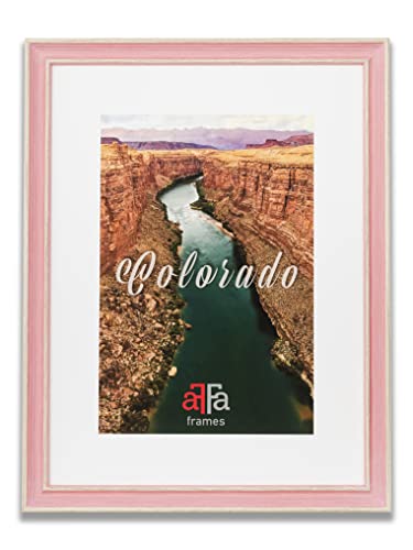 aFFa frames, Colorado, Bilderrahmen aus Kunststoff, leicht, sicher, rechteckig, mit Acrylglasfront, HDF-Hintergrund, rosa, A3, 29,7x42 cm von aFFa frames