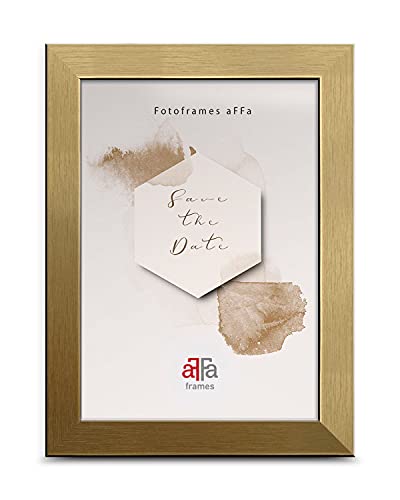 aFFa frames, Hekla, Bilderrahmen, MDF-Fotorahmen, pflegeleicht, rechteckig, mit Acrylglasfront, Gold, 13 x 18 cm von aFFa frames