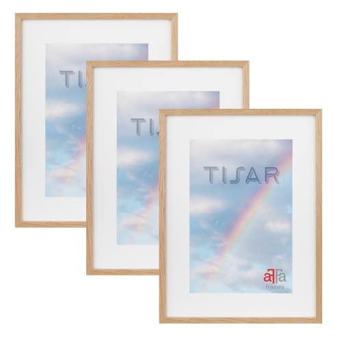 aFFa frames, Tisar, 3er Set Bilderrahmen aus Holz, Hell, Rechteckig, Mit Acrylglasfront, Eiche, A3, 29,7x42 cm von aFFa frames
