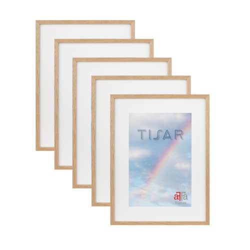 aFFa frames, Tisar, 5er Set Bilderrahmen aus Holz, Hell, Rechteckig, Mit Acrylglasfront, Eiche, A4, 21x29,7 cm von aFFa frames