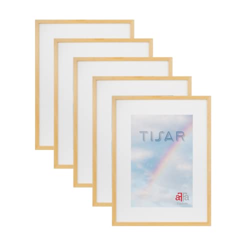 aFFa frames, Tisar, 5er Set Bilderrahmen aus Holz, Hell, Rechteckig, Mit Acrylglasfront, Natur, A4, 21x29,7 cm von aFFa frames