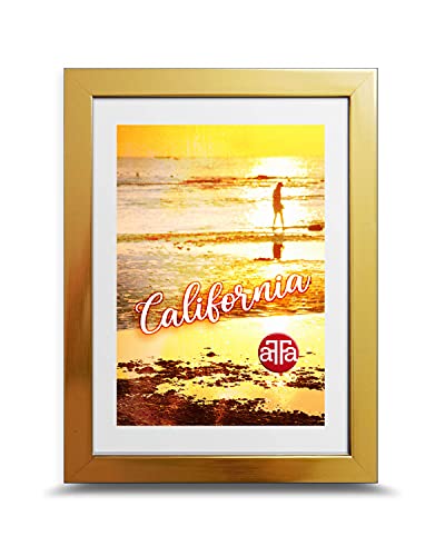 aFFa frames frames, California, Bilderrahmen aus Kunststoff, Hell, Rechteckig, Mit Acrylglasfront, HDF-Hintergrund, Gold, 10x15 cm von aFFa frames