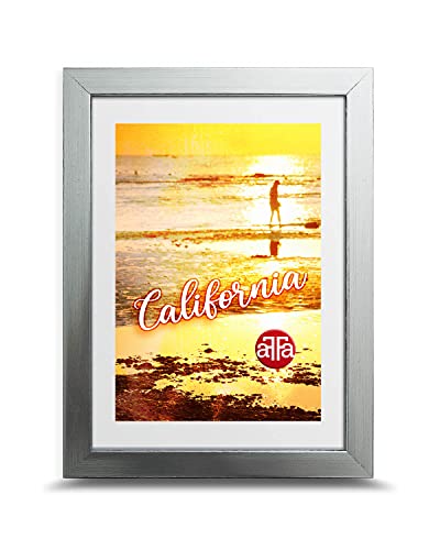 aFFa frames frames, California, Bilderrahmen aus Kunststoff, Hell, Rechteckig, Mit Acrylglasfront, HDF-Hintergrund, Silber, 10x15 cm von aFFa frames