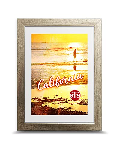 aFFa frames frames, California, Bilderrahmen aus Kunststoff, Hell, Rechteckig, Mit Acrylglasfront, HDF-Hintergrund, Warmes Silber, 18x24 cm von aFFa frames