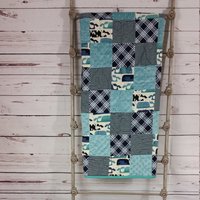 Patchwork Baby Jungen Quilt Weiche Minky Babydecke Handgemachtes Shower Geschenk Kinderzimmer Spielmatte Wale von aFabricHabit
