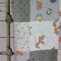 Wald Patchwork Baby QuiltMinky BabydeckeHandgemachte Baby-Dusche-Geschenk von aFabricHabit