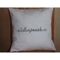 KissenbezugLieblingsmensch40 X 40 Gestickt Skandinavisch HyggeWeiß von aGwand