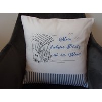 strandkorbGesticktKissenhülle Maritim40 X 40 Baumwolle strandkorbGesticktKissenhülle Maritim40 X 40 Baumwolle von aGwand