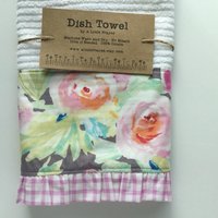 Aquarell Blumen Geschirrtuch Grau & Pink Bar Mop Handtuch von aLittleFrayed