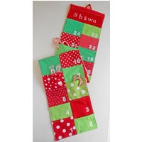 Personalisierter Weihnachts-Adventskalender Rot, Grüner Stoff Mit Taschen Personalisierter Weihnachts-Adventskalender Rot, Grüner Stoff Mit Taschen von aLittleFrayed
