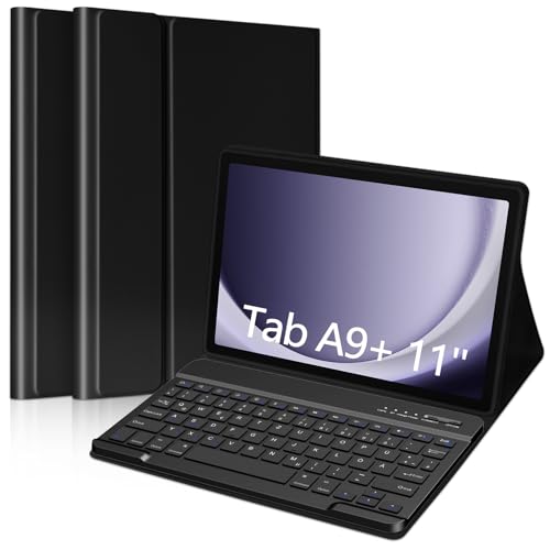 aMZCaSE Bluetooth-Tastaturgehäuse für Samsung Galaxy Tab A9+/ A9 Plus 11 Zoll 2023(SM-X210/X216/X218), DE Layout Slim Wireless abnehmbare Tastatur mit Auto Wake/Sleep Cover (Dunkle Nacht, 11 Zoll) von aMZCaSE