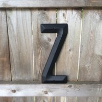 14" Vintage Industrial Metal Markquee Letter Z - Schwarzes Metall Nos Stahlschild Buchstabe Geborgene Schwarze Metallbuchstaben Umgeschlagene von aVintageParcel