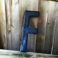 24" Vintage Industrial Metal Marquee Letter F - Schwarzes Metall Nos Stahlschild Buchstabe Geborgener Schwarzer Metallbuchstaben Geschrägter von aVintageParcel