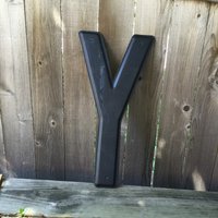 24" Vintage Industrial Metal Marquee Letter Y - Schwarzes Metall Nos Stahlschild Buchstabe Geborgener Schwarzer Buchstabe Umgeschlagener Metallbrief von aVintageParcel