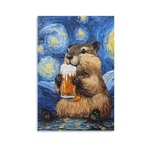 aaaaab Wandkunst mit Biber und Bier für Flur und Treppe, Tierkunst, Wanddekoration für Zuhause, Wohnzimmer, Schlafzimmer, Dekoration, Kunstwerk, 50 x 75 cm aaaaab Wandkunst mit Biber und Bier für Flur und Treppe, Tierkunst, Wanddekoration für Zuhause, Wohnzimmer, Schlafzimmer, Dekoration, Kunstwerk, 50 x 75 cm von aaaaab