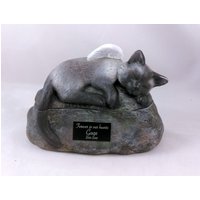 Keramik Gravierte Benutzerdefinierte Gemalte Kurzhaarige Siamkatze Urne Mit Kunststoff-Namensschild-Handgemachte Haustier-Urne von aarceramics
