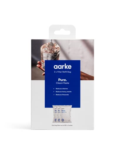 Aarke 3er-Pack Pure Filter Nachfüllbeutel – Reduziert Chlor, Schwermetalle und Kalk – Filtert bis zu 3x120 Liter Wasser von aarke
