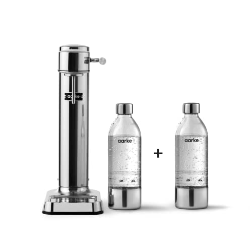 Aarke Carbonator 3, Wassersprudler aus Edelstahl mit 2 x BPA-frei Flaschen, Edelstahl Finish von aarke