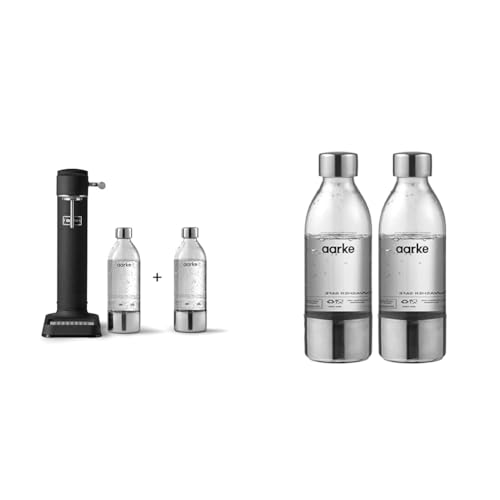 Aarke Carbonator 3, Wassersprudler aus Edelstahl mit 2 x BPA-frei Flaschen, Mattschwarz Finish & AASPB1 Steel Pet Wasserflaschen, Edelstahl, 2er Pack Aarke Carbonator 3, Wassersprudler aus Edelstahl mit 2 x BPA-frei Flaschen, Mattschwarz Finish & AASPB1 Steel Pet Wasserflaschen, Edelstahl, 2er Pack von aarke