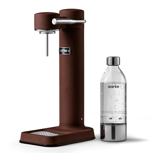 Aarke Carbonator 3 Wassersprudler, Edelstahl-Gehäuse, Sprudelwasserbereiter, inkl. BPA-freier PET-Flasche, kompatibel mit 60 L / 425 g Sodastream-Zylindern, Farbe: Burgundy von aarke