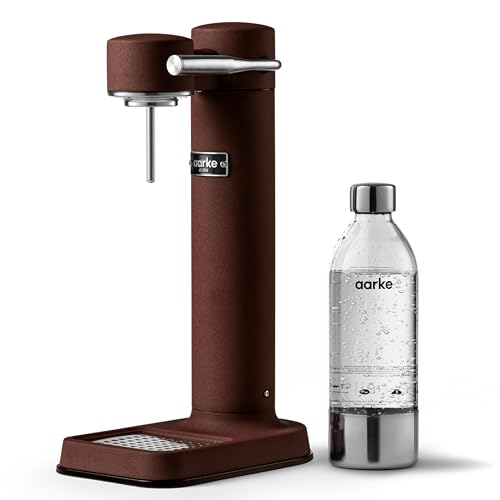 Aarke Carbonator 3 Wassersprudler, Edelstahl-Gehäuse, Sprudelwasserbereiter, inkl. BPA-freier PET-Flasche, kompatibel mit 60 L / 425 g Sodastream-Zylindern, Farbe: Burgundy von aarke