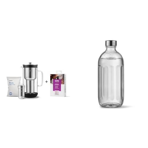 Aarke Purifier, Wasserfilterkaraffe aus Glas und Edelstahl, 2.4L + 3er-Pack Enriched Filter Nachfüllbeutel & Glasflasche für Wassersprudler Carbonator Pro, Spülmaschinenfeste, mit Details in Edelstahl Aarke Purifier, Wasserfilterkaraffe aus Glas und Edelstahl, 2.4L + 3er-Pack Enriched Filter Nachfüllbeutel & Glasflasche für Wassersprudler Carbonator Pro, Spülmaschinenfeste, mit Details in Edelstahl von aarke