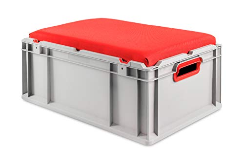 aidB Eurobox NextGen Seat Box, rot, (400x300x265 mm), Griffe offen, Sitzbox mit Stauraum und abnehmbarem Kissen, 1St. von aidB