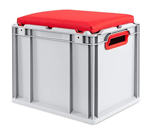 aidB Eurobox NextGen Seat Box, rot, (400x300x365 mm), Griffe offen, Sitzbox mit Stauraum und abnehmbarem Kissen, 1St. von aidB