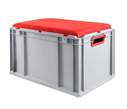aidB Eurobox NextGen Seat Box, rot, (600x400x365 mm), Griffe offen, Sitzbox mit Stauraum und abnehmbarem Kissen, 1St. von aidB