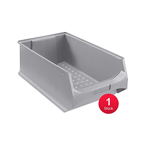 aidB Sichtlagerbox, stabile Stapelbox aus Kunststoff, Lagerbox, ideal für Kleinteile (5.0-500x300x200, Grau) von aidB