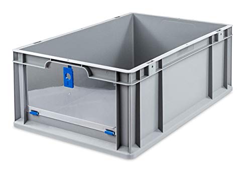 aidB Eurobox NextGen Insight Cover blau, 600x400x220 mm, Cover hoch, robuste Regalbox mit Entnahmeöffnung, stapelbare Kunststoffkiste, ideal für die Industrie, 1St von aidB