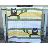 Eule Baby Decke Grün Gelb Baby-Dusche-Geschenk Geschlecht Neutral Eule Baby Decke Grün Gelb Baby-Dusche-Geschenk Geschlecht Neutral von abbycove