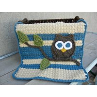 Eule Baby Decke Lovey Größe Blau Beige Junge Baby-Dusche-Geschenk von abbycove