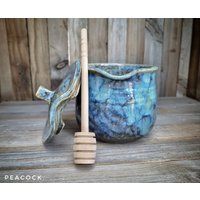Keramik Honigtopf/Handgemachtes Mit Hölzernem Honiglöffel Handgemacht Zuckerdose Geschenk Bestseller Erntedank von abbylingle