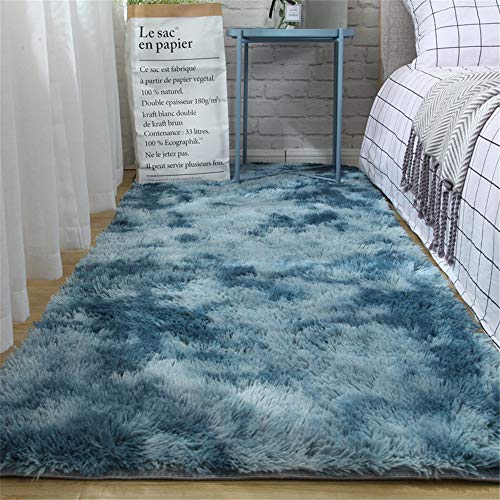 abodos Teppich, Flauschiger Große Fläche Wohnzimmer Teppich, Nichtfusselnden Plüsch Anti-Rutsch-Bodenmatten Neben Dem Bett Im Schlafzimmer,Blau,120X160CM von abodos