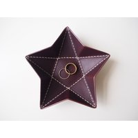 Kleines Origami Sterntablett Aus Leder, Lederaccessoires Tablett, Lederschmucktablett - Schokolade von abokika