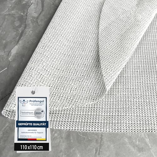 aboveBED Antirutschmatte für Teppich 110cm Rund, Teppich Antirutschunterlage, Rutschmatte Anti Rutsch Teppichunterlage rutschfest Teppichstopper, Mehrzweckmatte von aboveBED