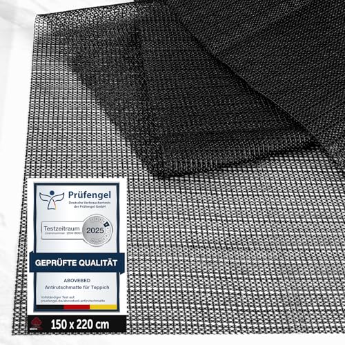 aboveBED Antirutschmatte für Teppich 150 x 220cm, Teppich Antirutschunterlage, Rutschmatte Teppichunterlage rutschfest Teppichstopper, Anti-Rutsch-Matte Mehrzweck (Schwarz) von aboveBED