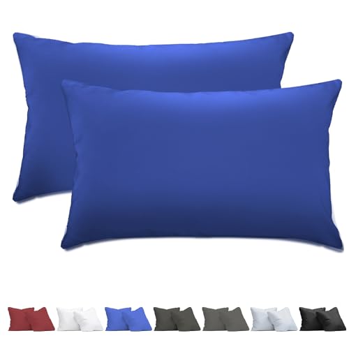 aboveBED Kissenbezug 40 x 60 (2er-Set), Blau, Kopfkissenbezug aus Mikrofaser (100% Polyester), Verdeckter Reißverschluss an der Langen Seite, Kissenhülle weich und atmungsaktiv von aboveBED