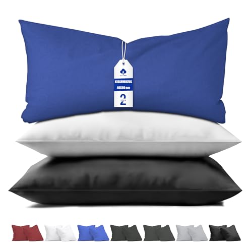 aboveBED Kissenbezug 40 x 80 (2er-Set), Blau, Kopfkissenbezug 40x80 cm aus 100% Mikrofaser, Kissenbezug mit Reißverschluss, Weich und Atmungsaktiv, Waschbare von aboveBED