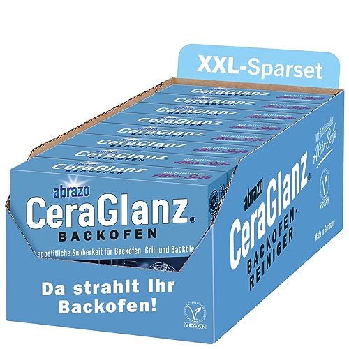 abrazo CeraGlanz Backofen | 16 Backofenreiniger, 8x2 Stk. | antibak. Ofenreiniger, Oven Cleaner, Backofen Reiniger, Reinigung von hartnäckigem Schmutz von abrazo